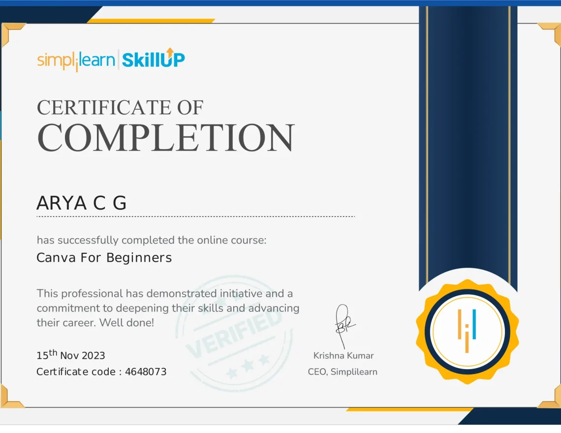 Simplilearn Canva Certificate